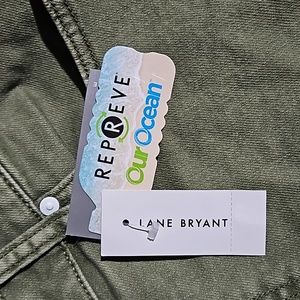 Lane Bryant Midi Distressed Short Green eco friendly size 18 NWT